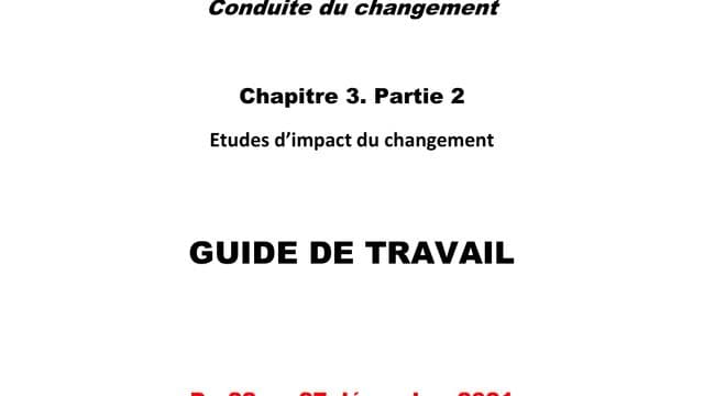 Guide d’activité - Études d’impact du changement