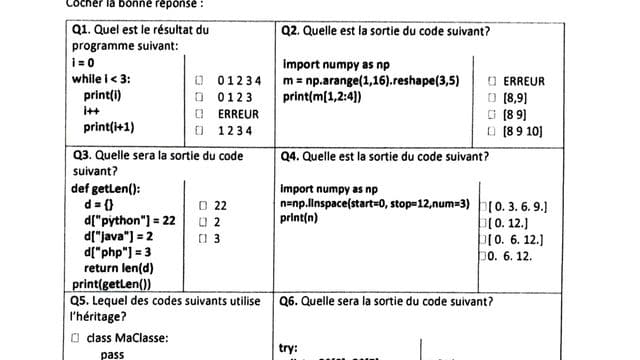 Devoir de Synthèse: Initiation à la Programmation en Python