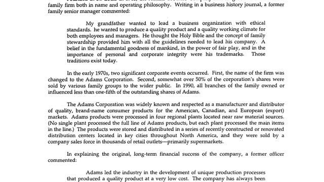 The Adams Corporation (A)