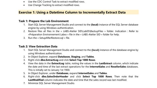 Module 05: Incremental Data Extraction and Change Data Capture in SSIS