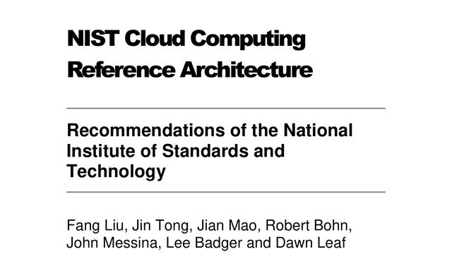 NIST Cloud Computing Reference Architecture