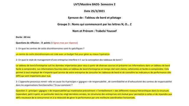UVT/Mastère BADS - Semestre 2 Exam